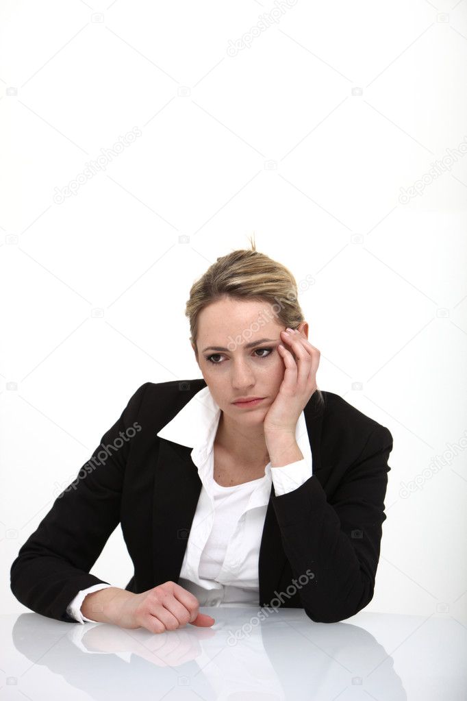 Business woman looking depressed