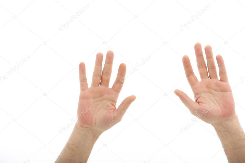 Human hands isolated on white