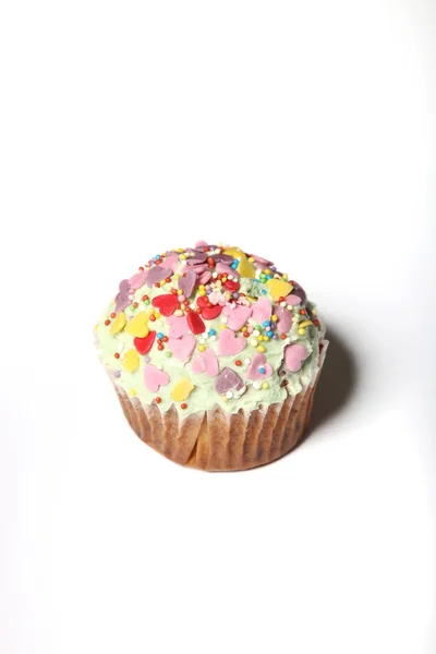 Pink Cupcake - homemade - white background — Stock Photo, Image