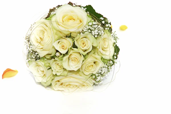 Branco Rose Bouquet nupcial — Fotografia de Stock