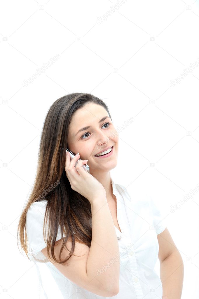 Woman Smiling Happily On Mobile