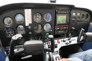 Cockpit of a small aircraft clipart