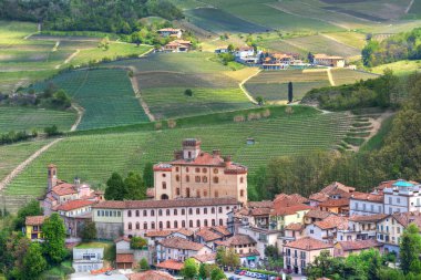 Barolo Castle and hills of Piedmont. Northern Italy. clipart