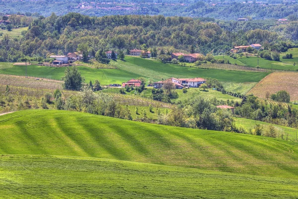 Tepeler ve piedmont çayırlar. Kuzey İtalya. — Stok fotoğraf