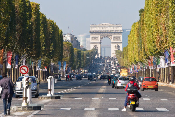 Champs Elysees in Paris, France.