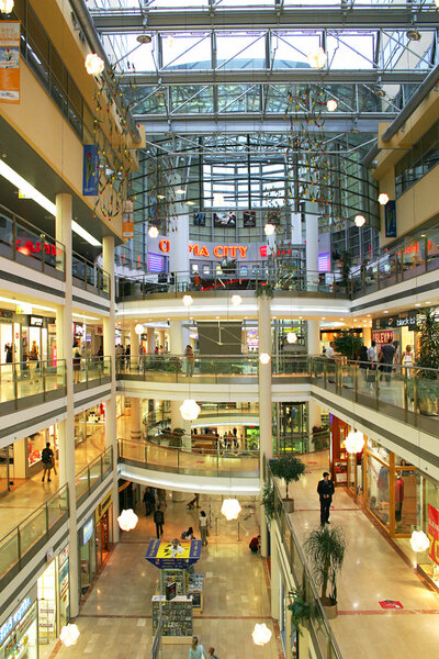 Mall interior in Prague, Czech Republic.