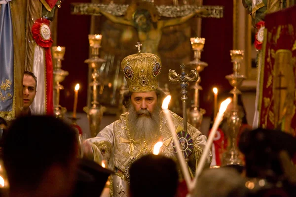 Massa de Páscoa ortodoxa em Jerusalém . — Fotografia de Stock