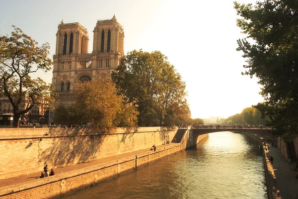 Rivière Seine et célèbre Notre Dame de Paris . — Photo