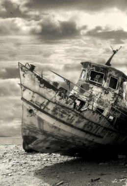 Old rusty ship. Yafo, Israel. clipart