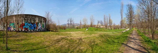Panorama of park at spring. — Stock Photo, Image