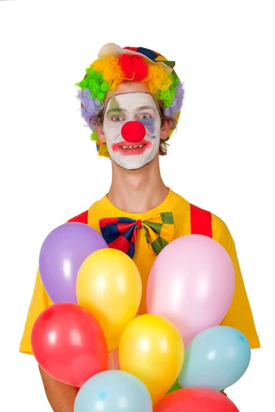 Барвистий клоун з повітряними кулями — стокове фото