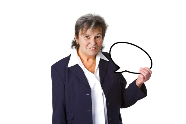 Donna d'affari anziana con bolla di pensiero — Foto Stock