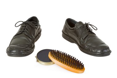 Shoe with shoe polish clipart