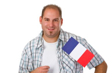 Young man holding french flag clipart