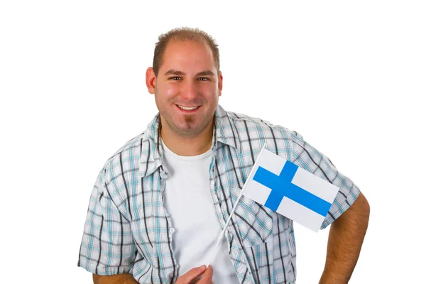 Young man with finish flag — Stock Photo, Image