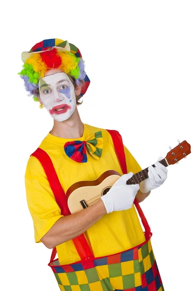 Clown colorato con ukulele — Foto Stock