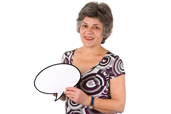 Female senior woman with thought bubble — Stock Photo, Image