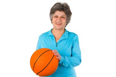 Female senior holding basketball clipart