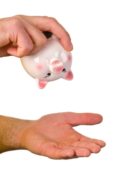 Hand hold an empty piggy bank — Stock Photo, Image