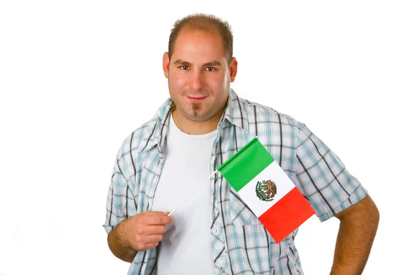 Joven con bandera mexicana — Foto de Stock