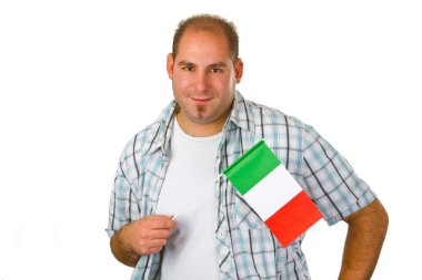 İtalyan bayrağı ile genç adam