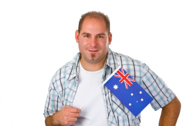 Avustralya bayrağı ile genç adam