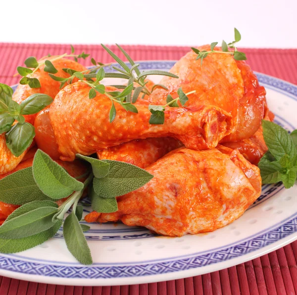 Fresh Raw Marinade Chicken Plate — Stock Photo, Image