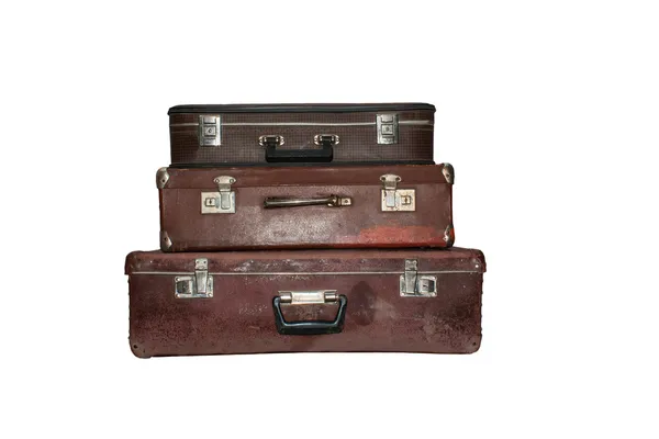Trzy starego rocznika walizki — Zdjęcie stockowe