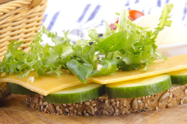 stock image Slice multigrain bread with cheddar cheese