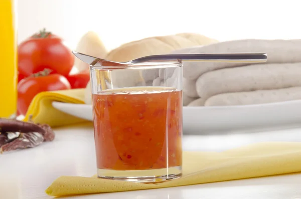 Sweet chilli sauce in a glass — Stock Photo, Image