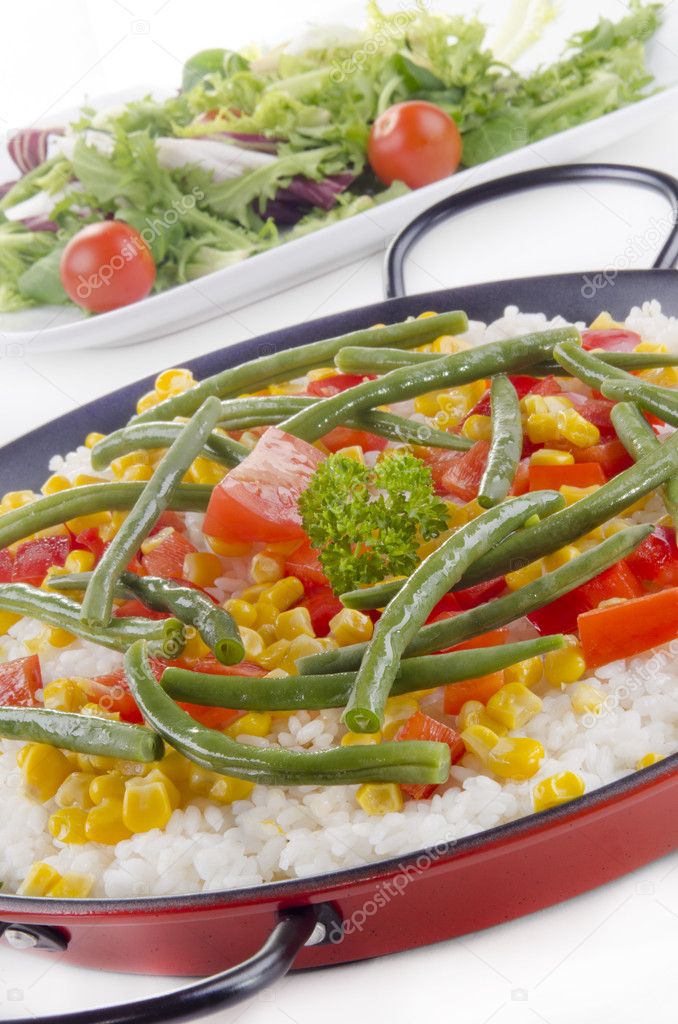 Spanish paella with organic vegetables