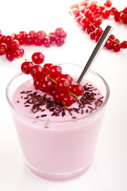 Red fruit pudding with red currants clipart