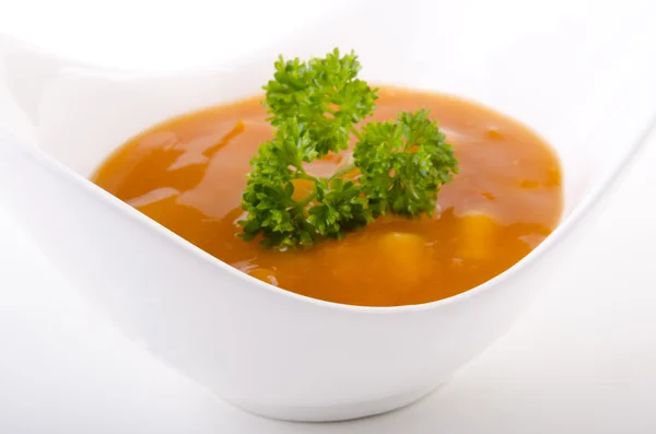 Sopa de legumes de outono em uma tigela branca — Fotografia de Stock