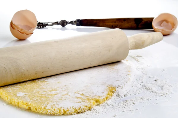 Wheat semolina pasta dough rolled out — Stock Photo, Image
