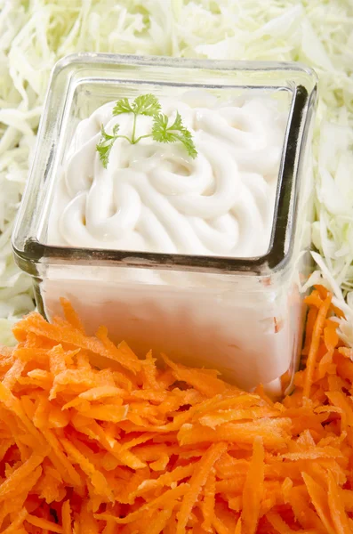 Ingredients make a coleslaw — Stock Photo, Image