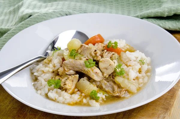 Stew with pork, carrots and rice — Stock Photo, Image
