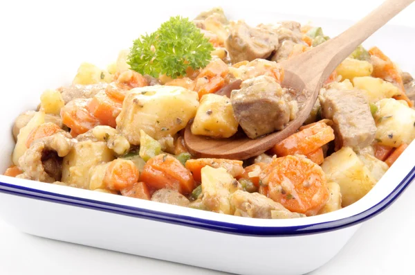 Pork stew with carrots and potatoes — Stock Photo, Image