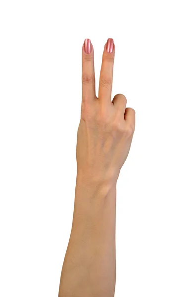 Intressant kvinnlig hand. två fingrar. — Stockfoto