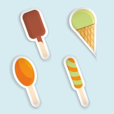 Set of ice-cream paper stickers clipart