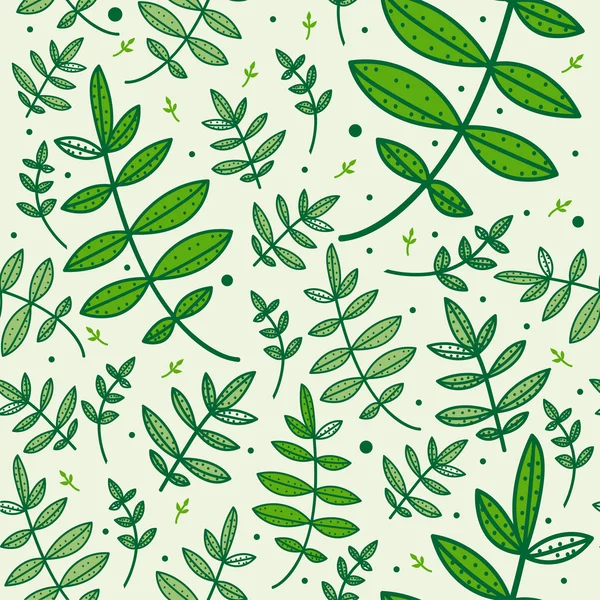 Sömlöst mönster med gröna blad — Stock vektor