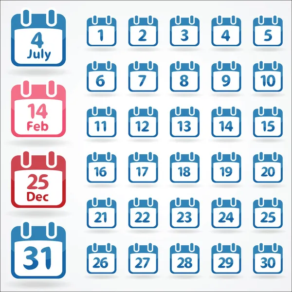 Zestaw ikon kalendarz na każdy dzień — Wektor stockowy