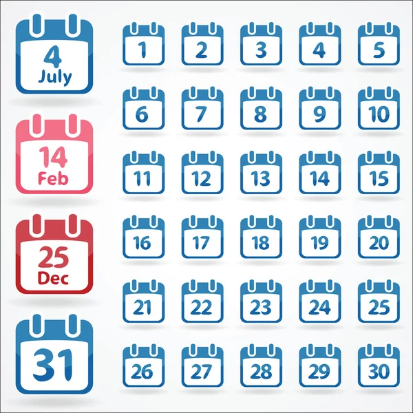 Set of calendar icons for every day Royalty Free Stock Vectors