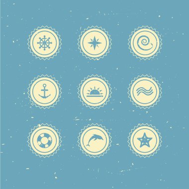 Set of retro marine icons clipart