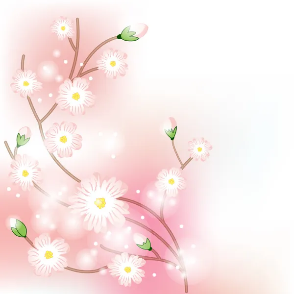 木開花ブランチとカラフルな背景 — ストックベクタ