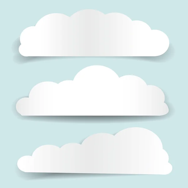 Σύνολο σύννεφο σε σχήμα χαρτιού πανό — Διανυσματικό Αρχείο