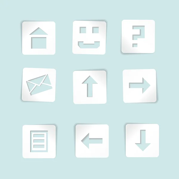 Ensemble d'icônes en papier sur fond bleu — Image vectorielle