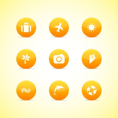 Set of orange icons: holiday theme clipart