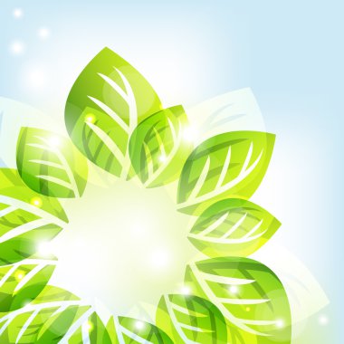 Abstract background with green leaves clipart