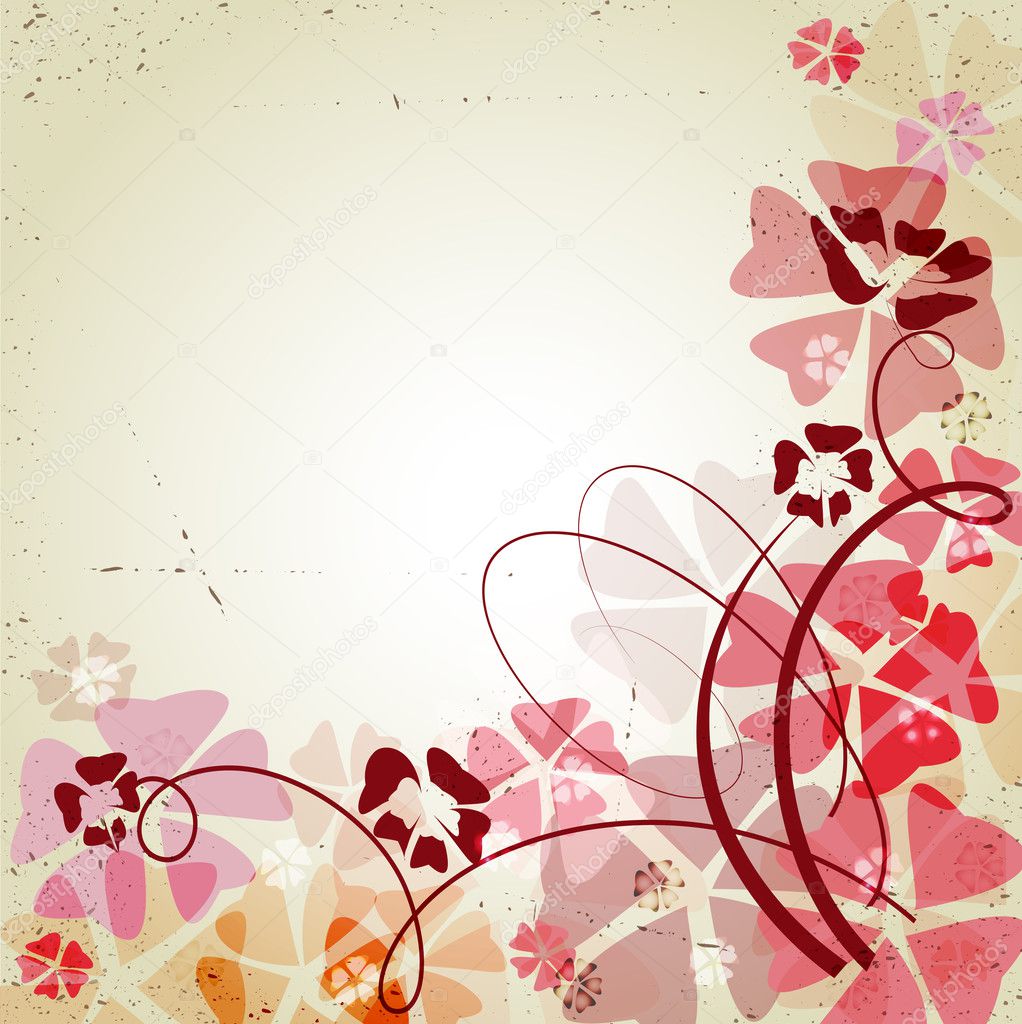 Retro background with color flowers