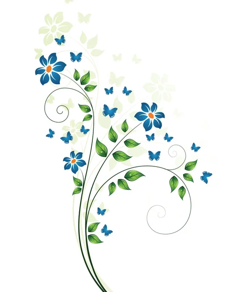 Flor mágica com borboletas — Vetor de Stock